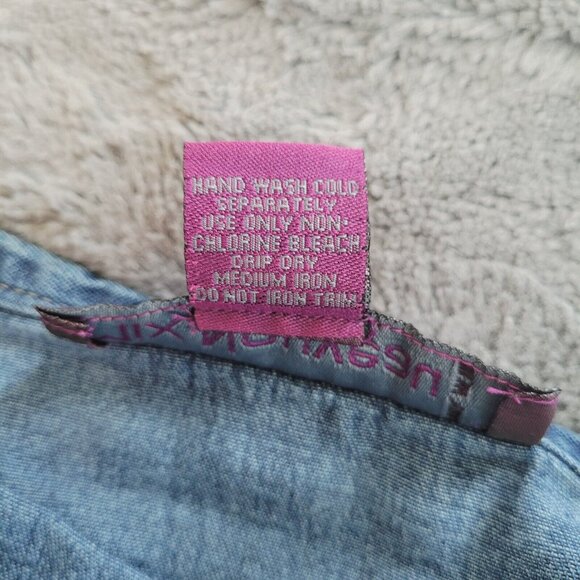 VTg Mix Nouveau Womens Skirt Size 14 Blue Chambray Denim Tiered Peasant 16321‎ - Picture 5 of 10